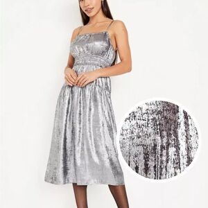 Old Navy Silver Gathered Waist Midi Dress sz XXL Bohemian FairyGoth